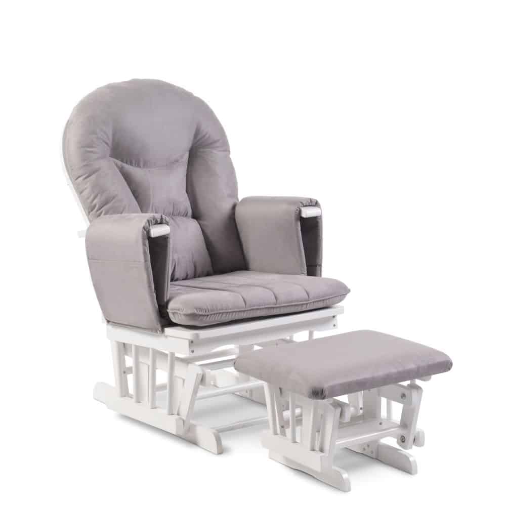 grey and white glider chair