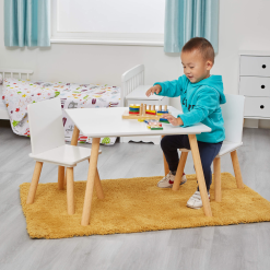 Liberty House Toys White and Pinewood Table and Chair Set