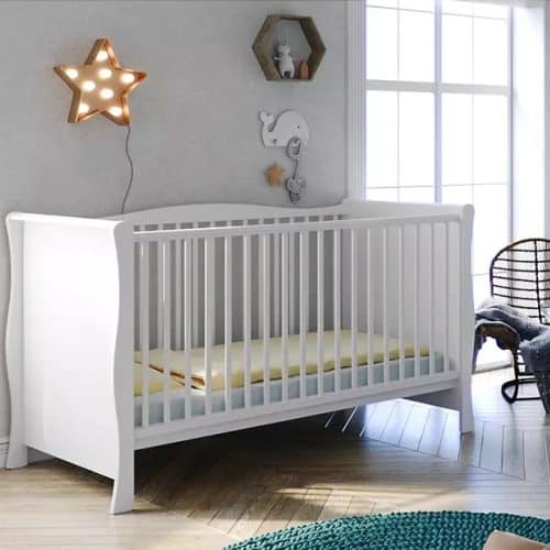 Little Acorns Traditional Sleigh Cot Bed White Smart Kid Store